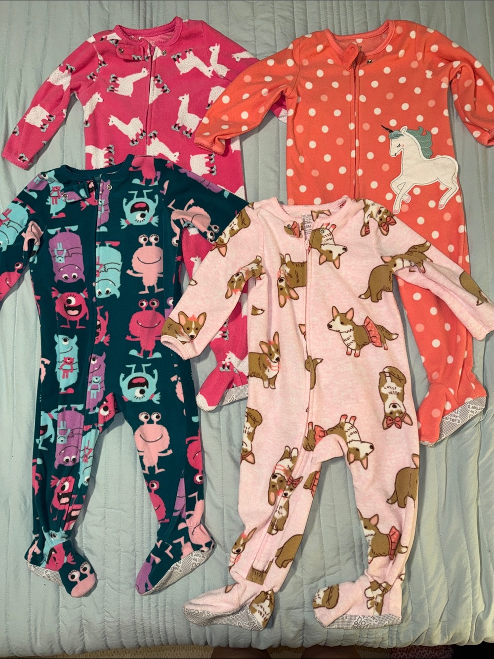 Lot of 4 Fleece Footie Pajamas